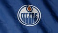 Edmonton Oilers hockey club flag waving in the Wind. Edmonton Oilers HC. 3d render.