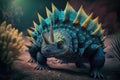 Edmontonia Colorful Dangerous Dinosaur in Lush Prehistoric Nature by Generative AI