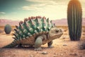 Edmontonia Colorful Dangerous Dinosaur in Lush Prehistoric Nature by Generative AI