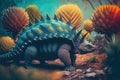 Edmontonia Colorful Dangerous Dinosaur in Lush Prehistoric Nature by Generative AI