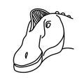 Edmontosaurus Icon. Doodle Hand Drawn or Black Outline Icon Style