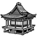 Edo period Japanese hut high detail vector illustration