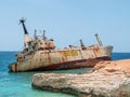 Edro III Shipwreck off the coast of Cyprus on a hot and sunny summer afternoon Royalty Free Stock Photo