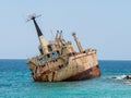 Edro III Shipwreck off the coast of Cyprus on a hot and sunny summer afternoon Royalty Free Stock Photo