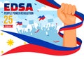 Edsa People Power Revolution Anniversary of Philippine Vector Illustration on February 25 with Philippines Flag in Holiday