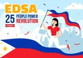 Edsa People Power Revolution Anniversary of Philippine Vector Illustration on February 25 with Philippines Flag in Holiday