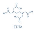 EDTA ethylenediaminetetraacetic acid complexing agent molecule. Used in treatment of lead poisoning and in descaling solutions.