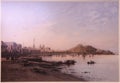 1863 Eduard Hildebrandt Lithograph Planographic Print Sketch Macau Praia Grande Landscape Portuguese Macao Vintage Antique