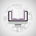 Eduation online concept e-book school background