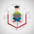 Eduation online concept student e-learning school background