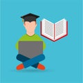 Eduation online concept student e-learning school background