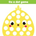 Eduational children game . Do a dot for kids and toddlers. Animals theme, cartoon chicken Royalty Free Stock Photo