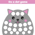 Eduational game for children. Do a dot for kids and toddlers with cute cat