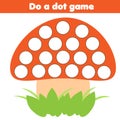 Eduational game for children. Do a dot for kids and toddlers with mushroom