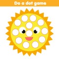 Eduational game for children. Do a dot for kids and toddlers with sun