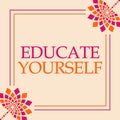 Educate Yourself Pink Orange Floral Square Royalty Free Stock Photo