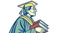 Educated graduate with academic books, knowledge and accomplishment, vector design Generative AI Royalty Free Stock Photo