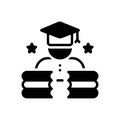 Black solid icon for Educated, literate and reading Royalty Free Stock Photo