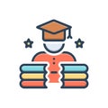 Color illustration icon for Educated, literate and reading Royalty Free Stock Photo