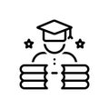 Black line icon for Educated, literate and reading