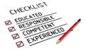 Educated, responsible, competent, experienced. The checklist