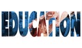 Education against high angle view of city Royalty Free Stock Photo