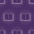 Education, akashic chronicles seamless pattern with book