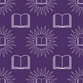 Education, akashic chronicles seamless pattern with book