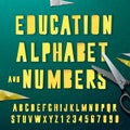 Education alphabet and numbers, cut out from paper