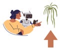 Woman with Robot Companion Discussing Plant Growth and Technology Concept Royalty Free Stock Photo