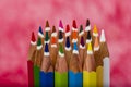 Education or back to school Concept. Colored pencils tips macro shot Royalty Free Stock Photo