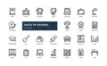 Education back to school student detailed outline icon set, book, school, bag, board, more. simple vector illustration Royalty Free Stock Photo