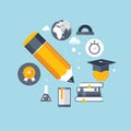 Education background. Flat vector illustration