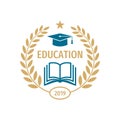 Education badge logo design. University high school emblem.