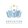Education badge logo design. University high school emblem. Professional education sign. Library icon. Corporate identity. Vector Royalty Free Stock Photo