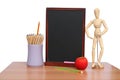 Education board pencil,teacher and apple art on . Royalty Free Stock Photo