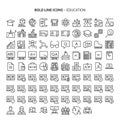 Education, bold line icons