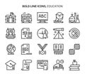 Education, bold line icons