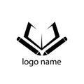 Education book logo illustration, pen design vector template Royalty Free Stock Photo