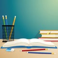 Education book pencil eraser illustration