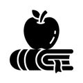 Books with an apple, concept glyph icon of education, academic growth Royalty Free Stock Photo
