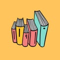 Education books icons set. Hand drawn colored vector illustration. Royalty Free Stock Photo