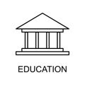 education building line icon. Element of human resources signs with name for mobile concept and web apps. Thin line education Royalty Free Stock Photo