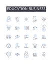 Education business line icons collection. Learning enterprise, Instruction market, Knowledge industry, Academic sector