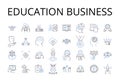 Education business line icons collection. Learning enterprise, Instruction market, Knowledge industry, Academic sector