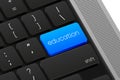 Education button. Computer Keyboard. Word on pc computer keyboard. Vector illustration. Royalty Free Stock Photo