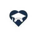 Education Call heart shape concept vector logo design