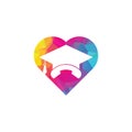 Education Call heart shape concept vector logo design Royalty Free Stock Photo