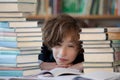 Tired and bored student, difficult school homework Royalty Free Stock Photo