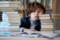 Tired and bored student, difficult school homework Royalty Free Stock Photo